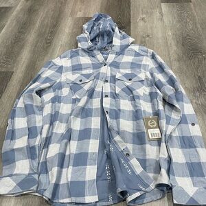 Victory Outfitters Women's Plaid Hooded Long sleeve size xl. Color blue buffalo